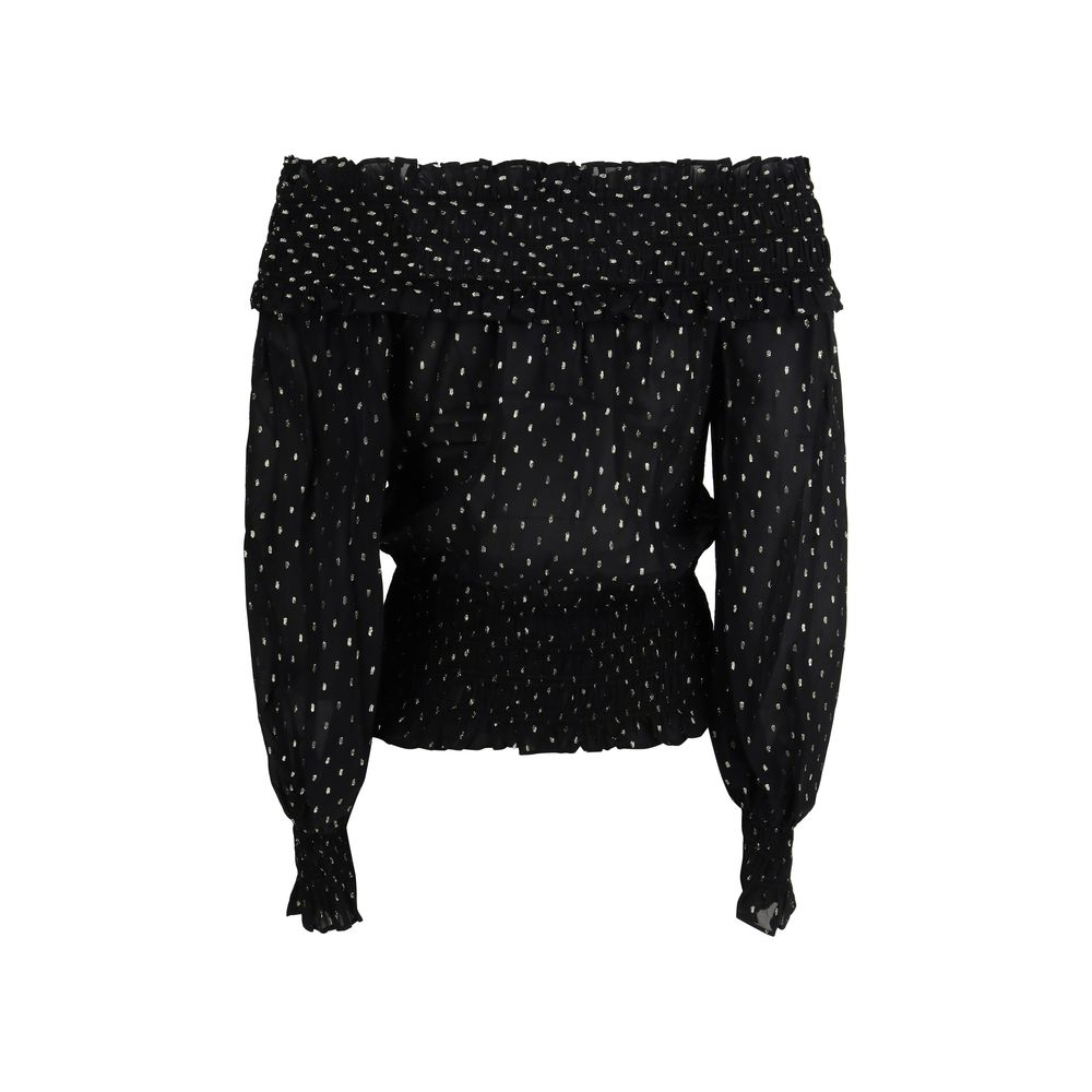 Self-Portrait Black Viscose Top | Regal Royce