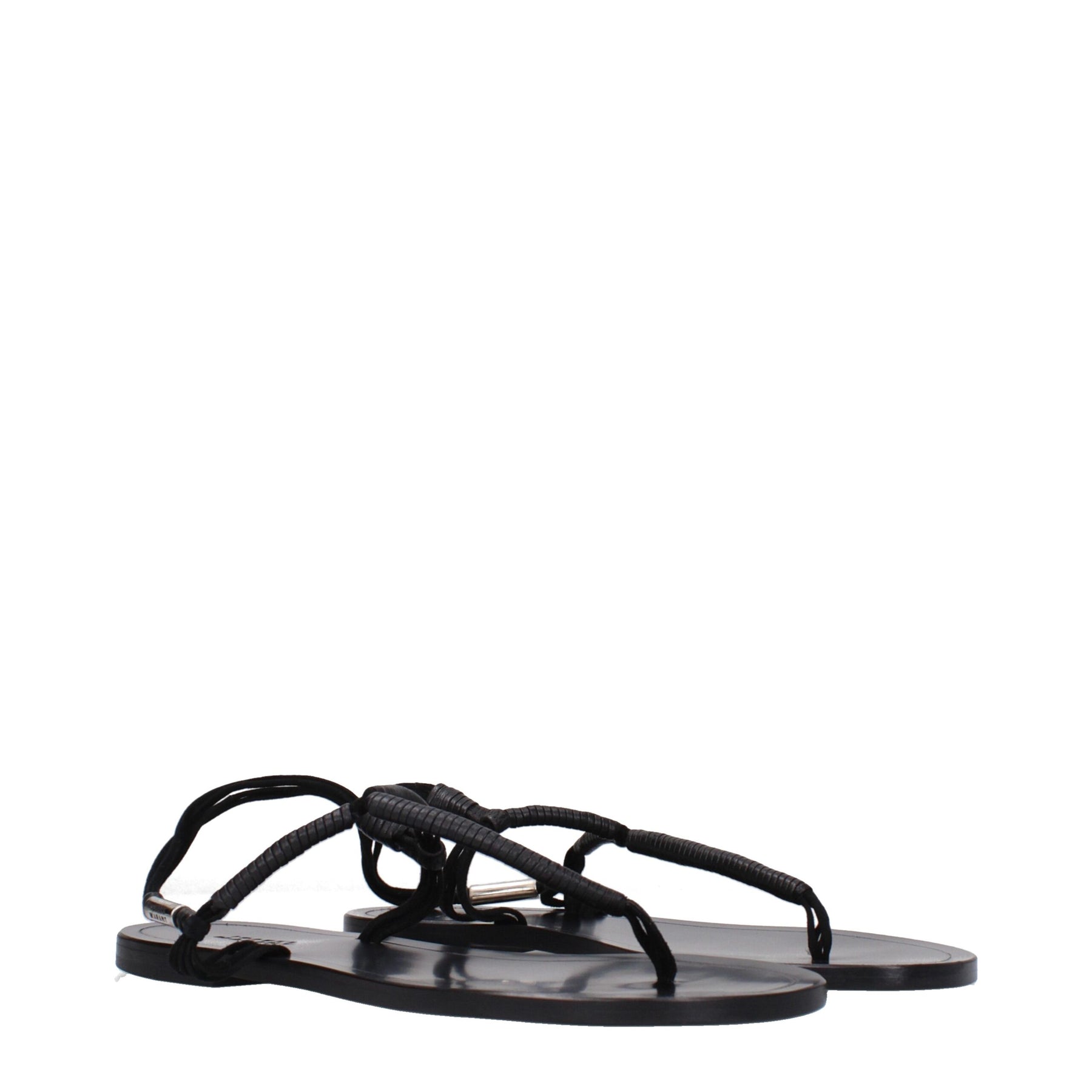 Isabel Marant Black Leather Flip-Flop Sandals | Regal Royce
