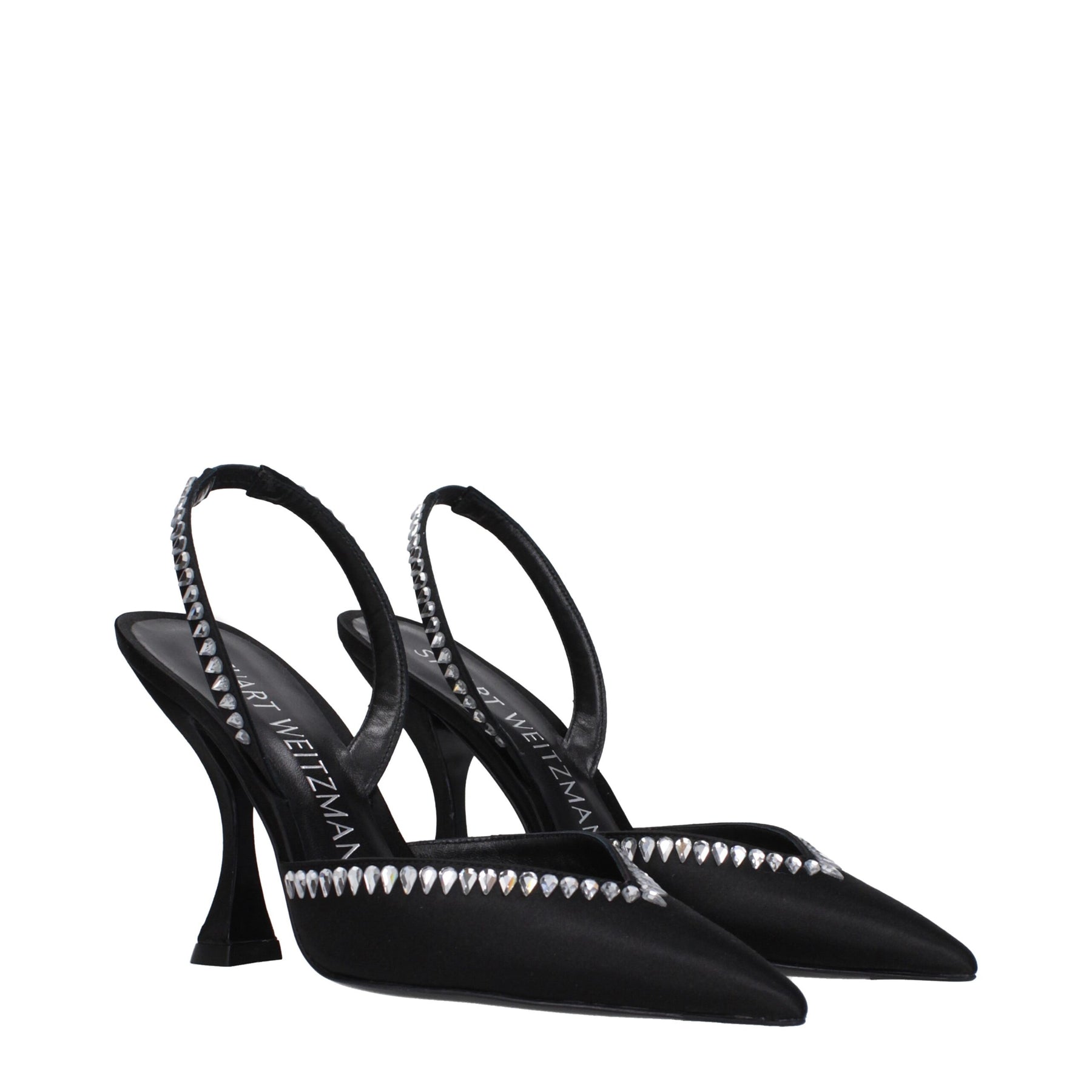Stuart Weitzman Black Satin Stiletto Heel Sandals | Regal Royce