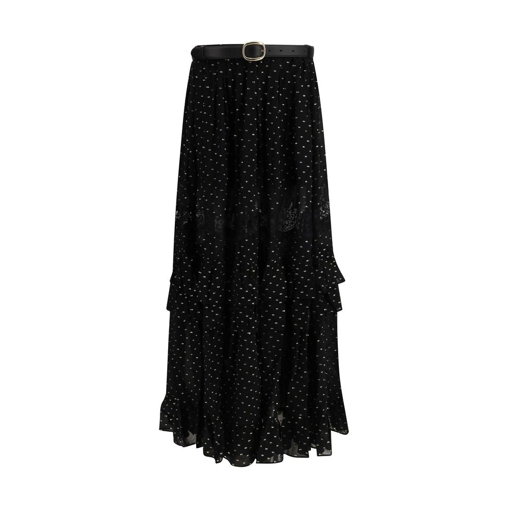 Self-Portrait Black Viscose Long Skirt | Regal Royce