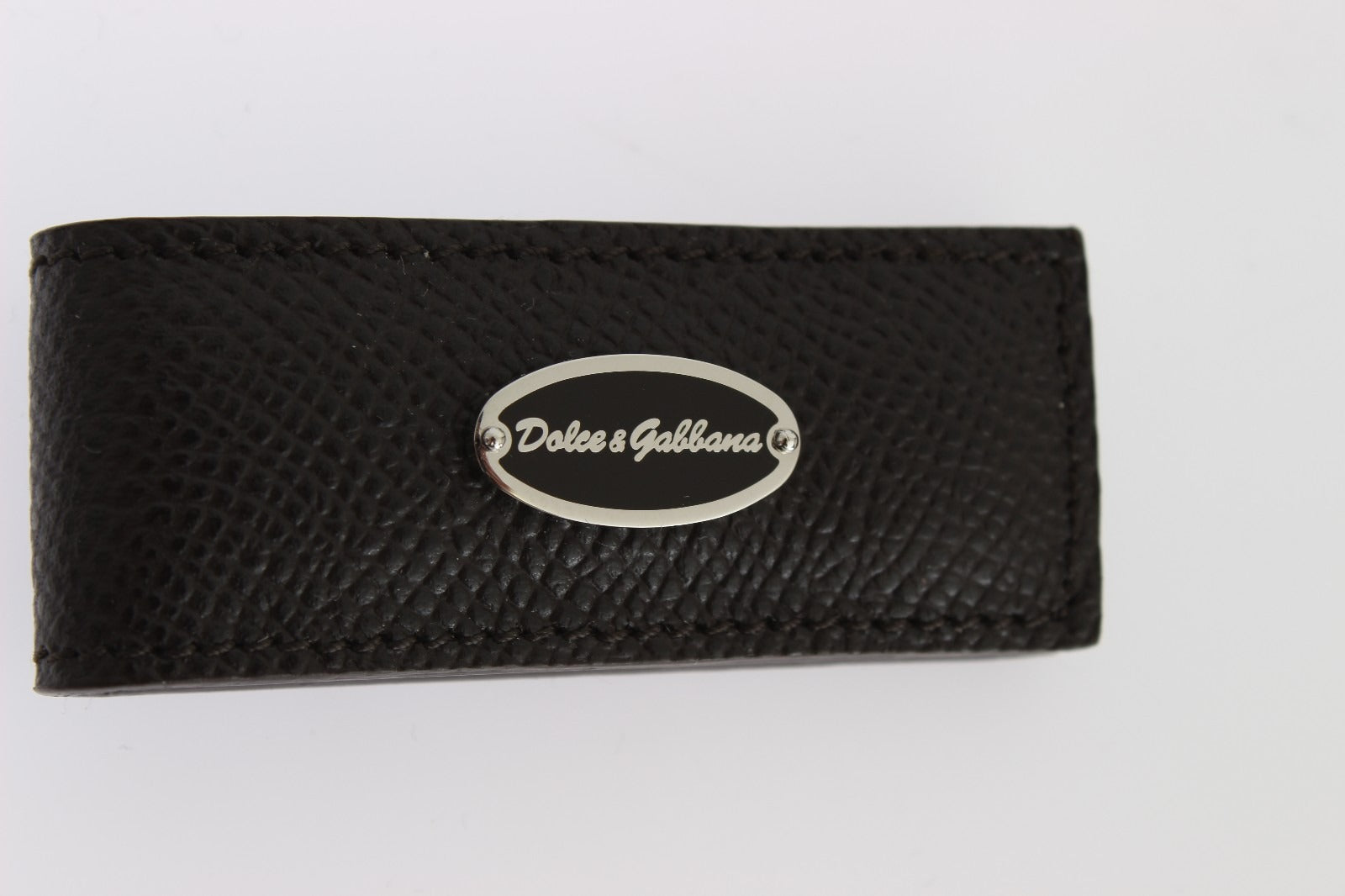 Dolce & Gabbana Brown Leather Magnet Mens Money Bar Clasp Money Cash Clip | Regal Royce