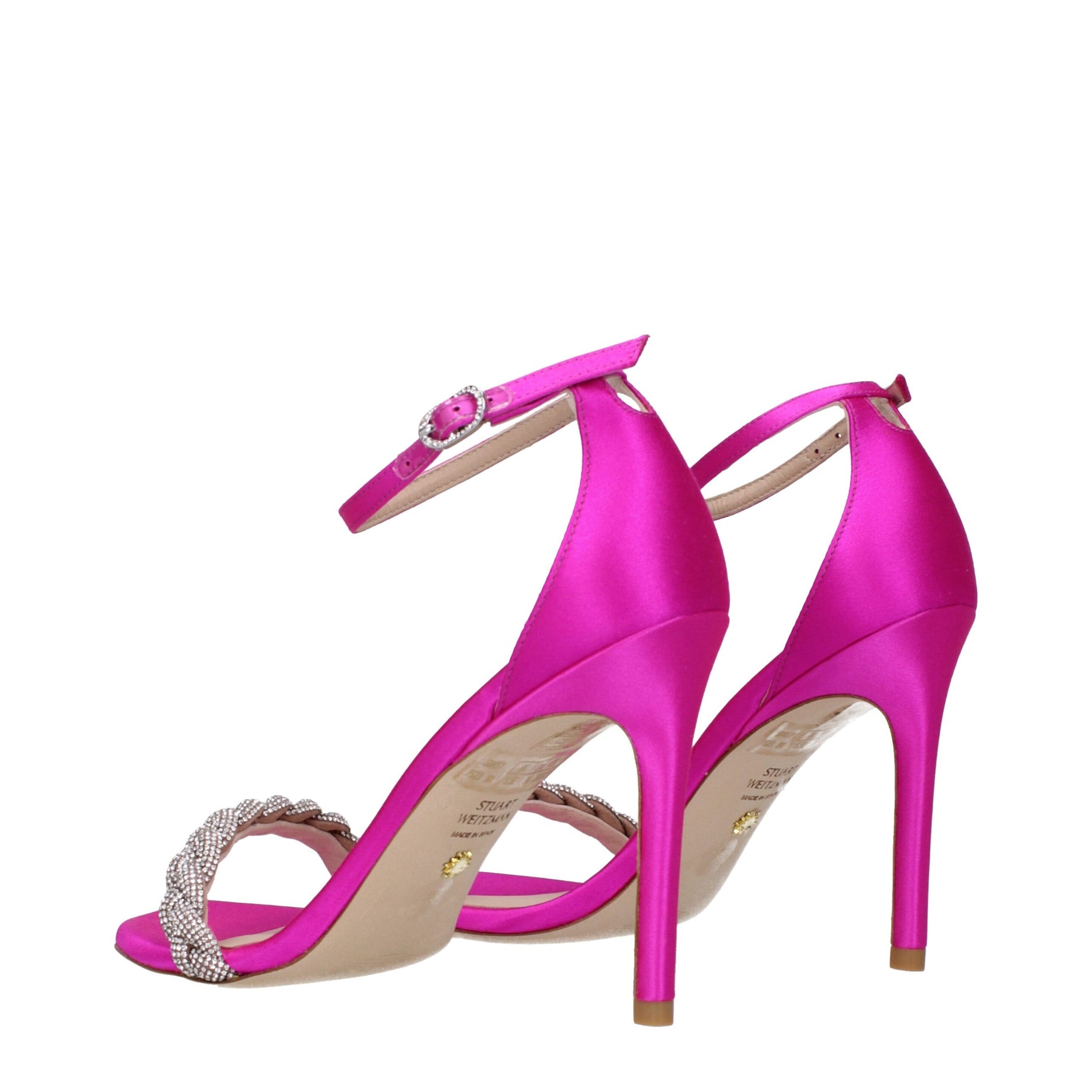 Stuart Weitzman Pink Satin Stiletto Heel Sandals | Regal Royce