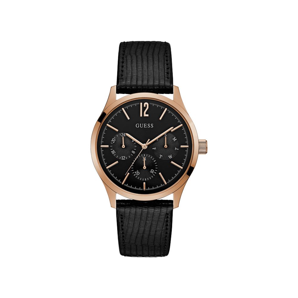 Guess Black Leather Dress Watch | Regal Royce