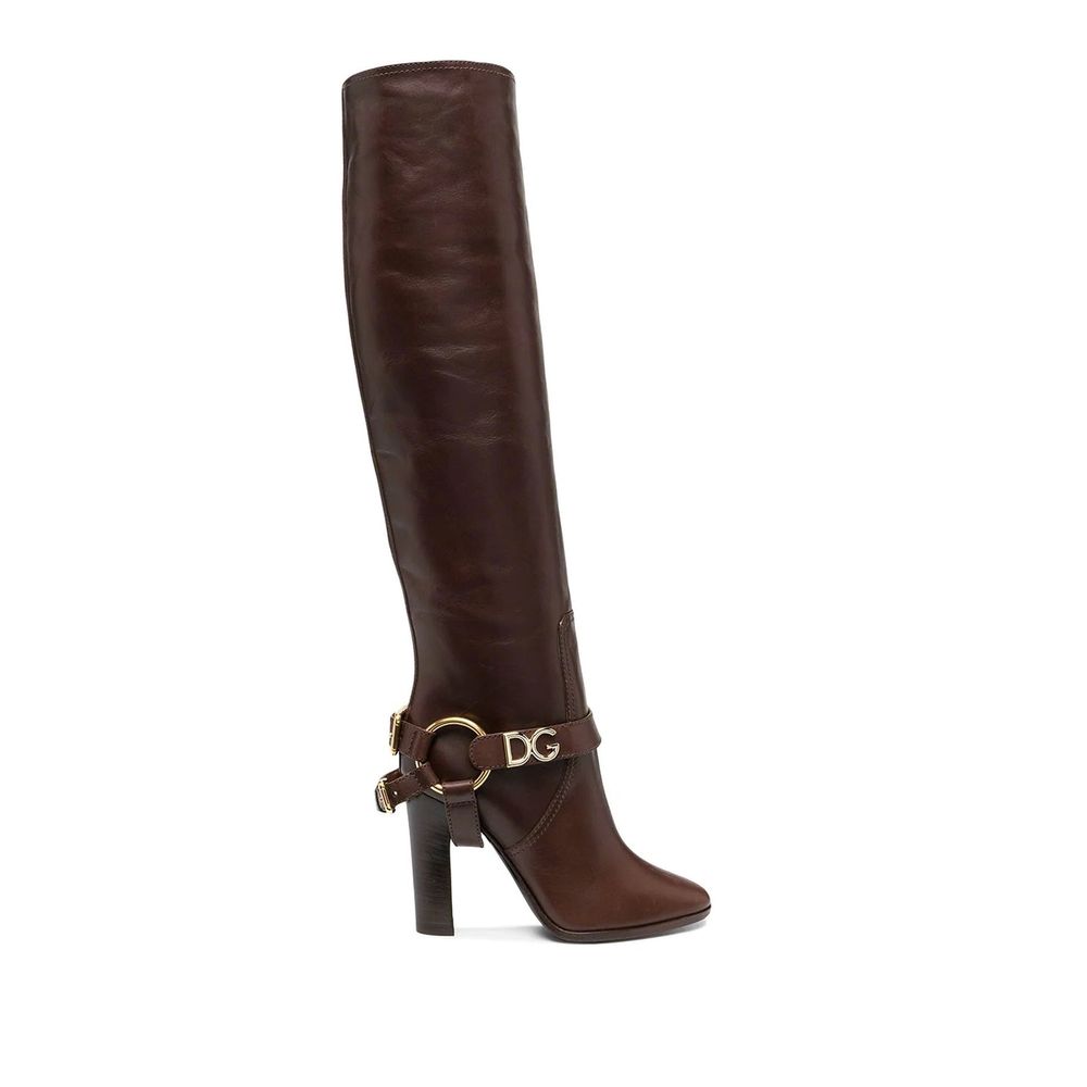 Dolce & Gabbana Brown Calfskin High Heel Boots | Regal Royce
