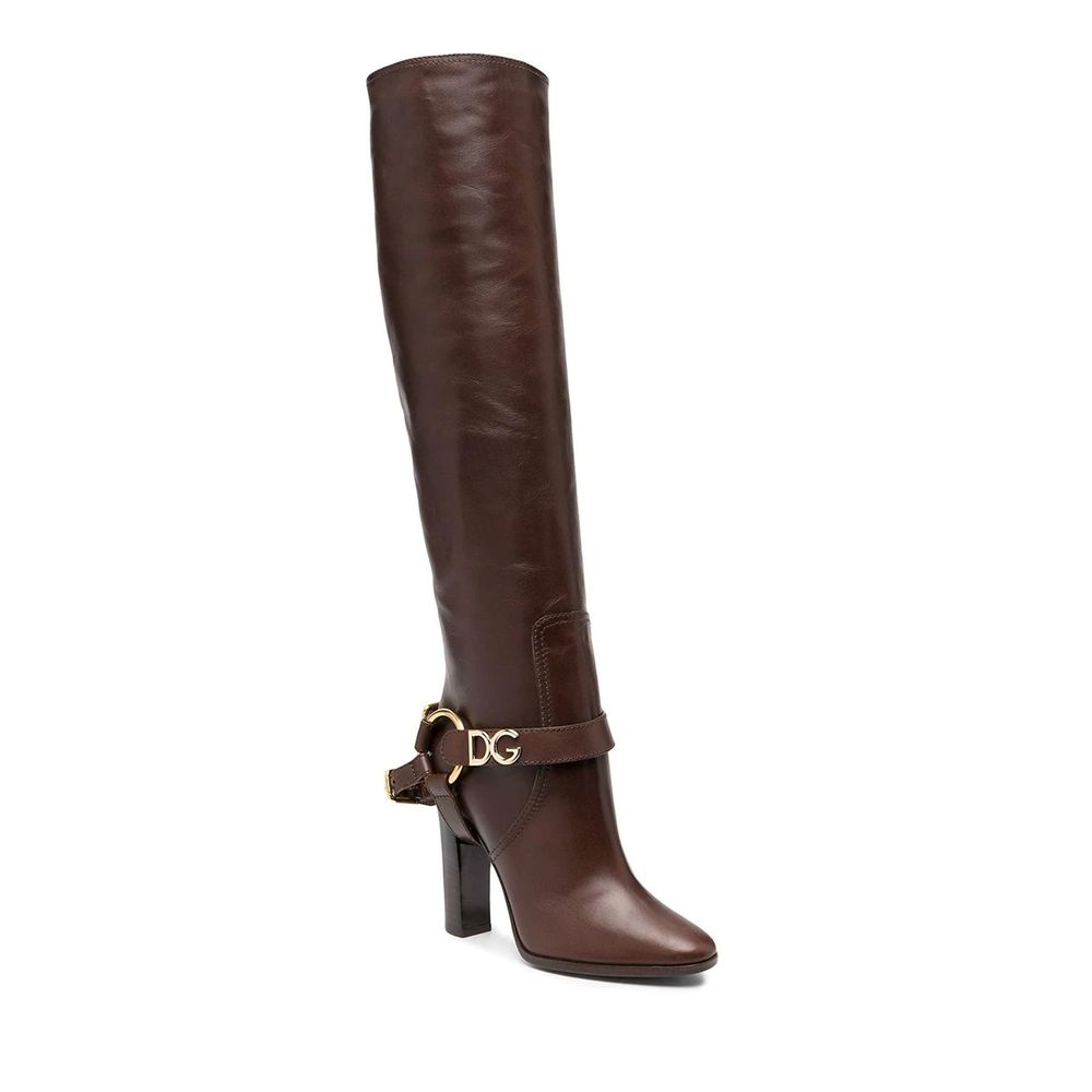 Dolce & Gabbana Brown Calfskin High Heel Boots | Regal Royce