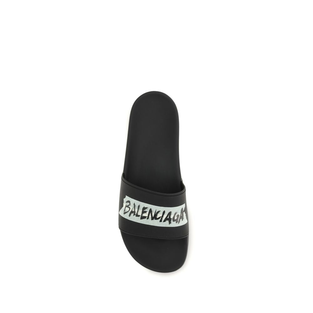 Balenciaga Black Rubber Sandals | Regal Royce