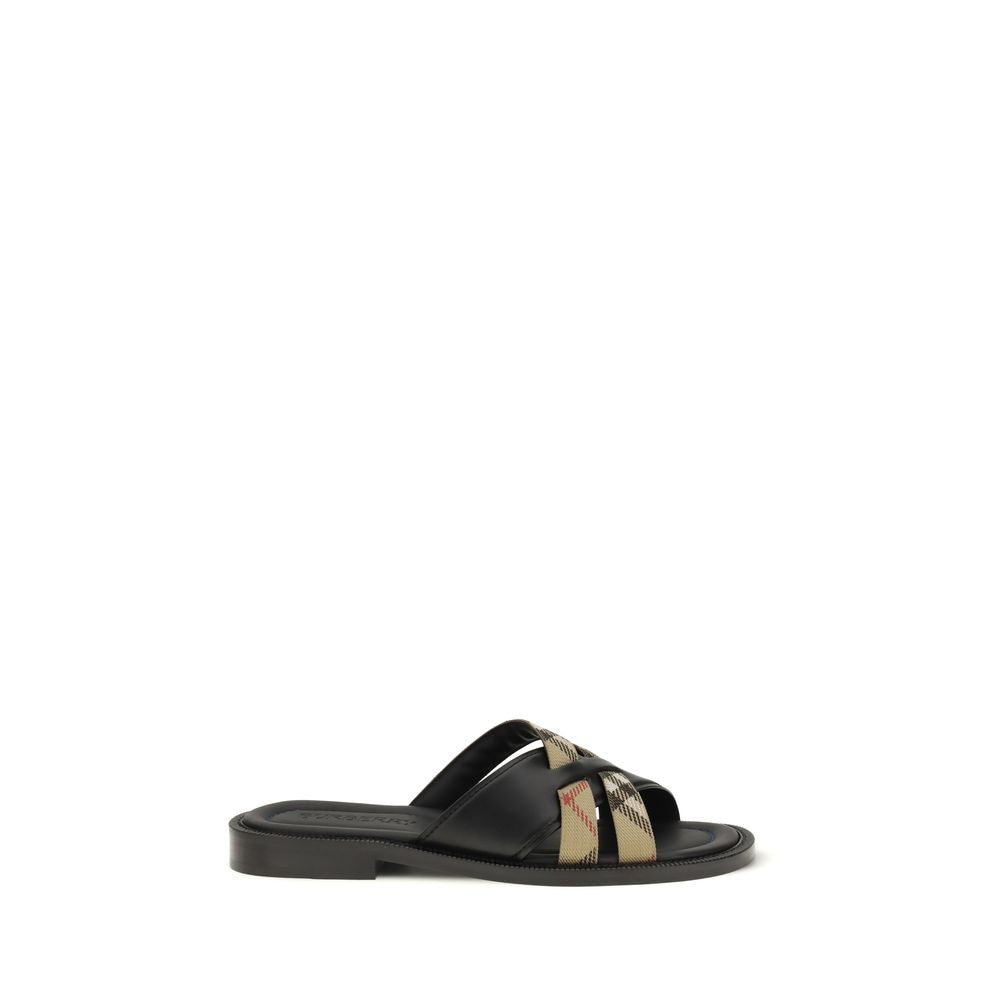 Burberry Black Calf Leather Bos Taurus Sandals | Regal Royce