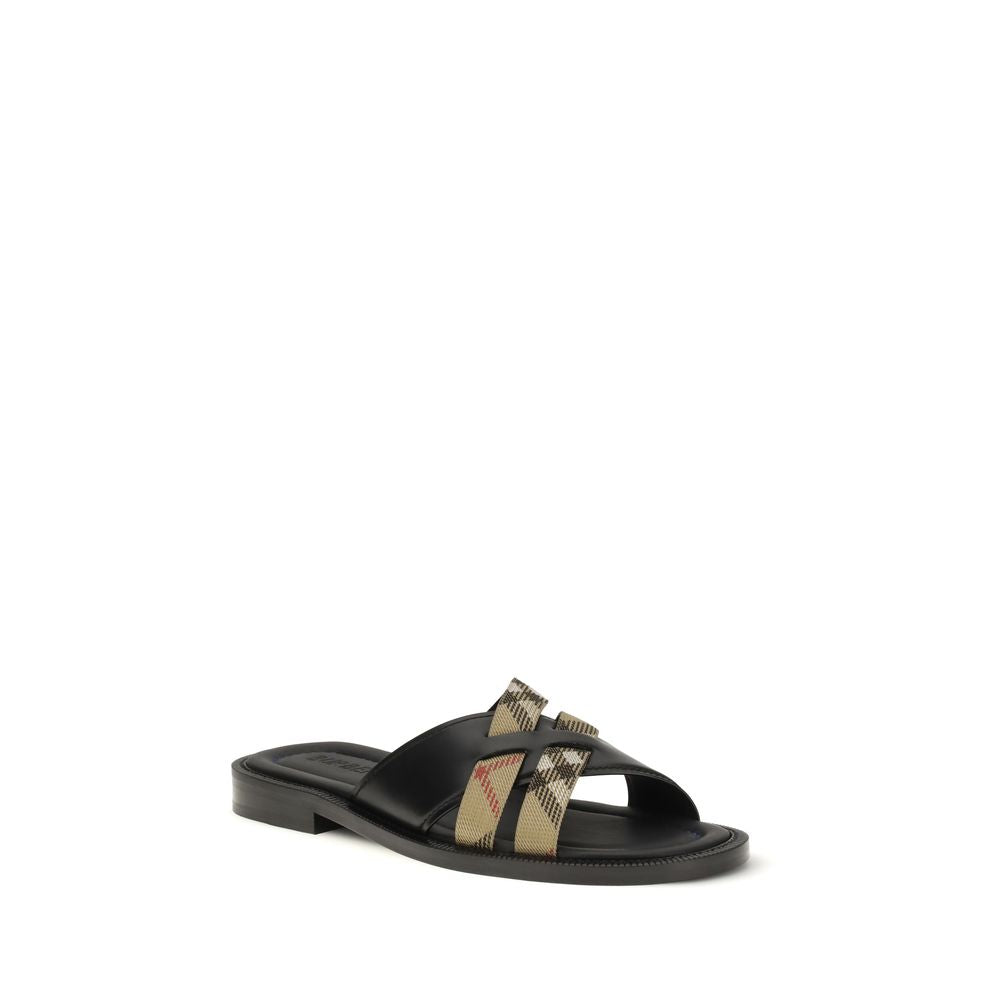 Burberry Black Calf Leather Bos Taurus Sandals | Regal Royce