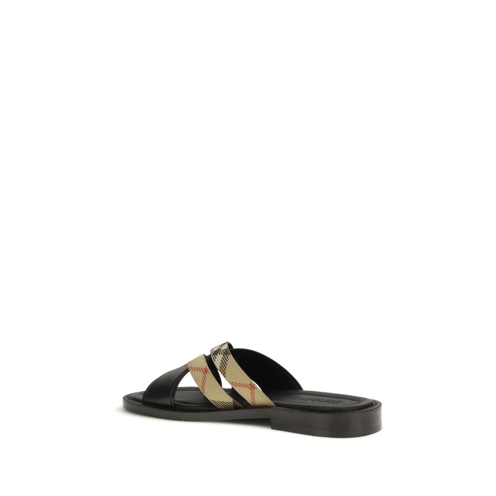 Burberry Black Calf Leather Bos Taurus Sandals | Regal Royce