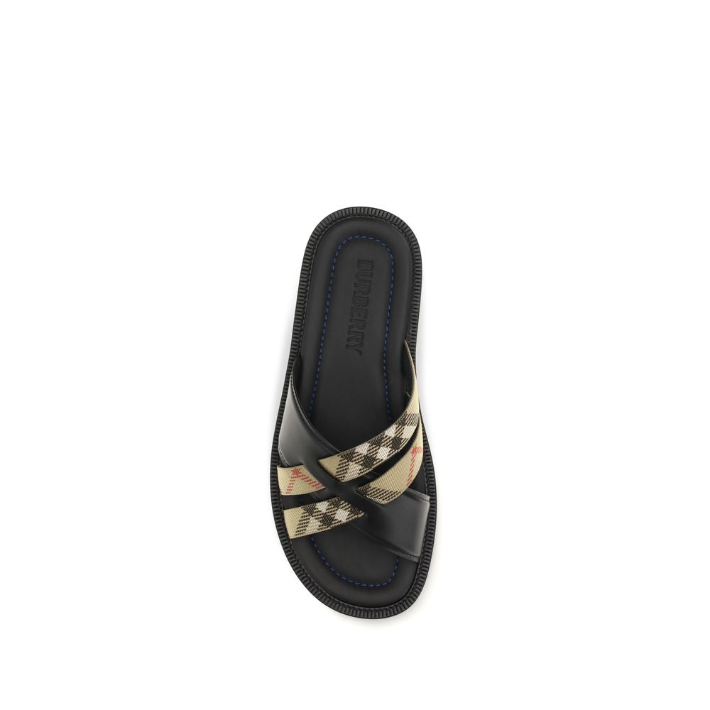 Burberry Black Calf Leather Bos Taurus Sandals | Regal Royce