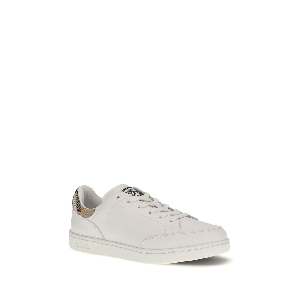 Burberry White Calf Leather Bos Taurus Low Top Sneakers | Regal Royce