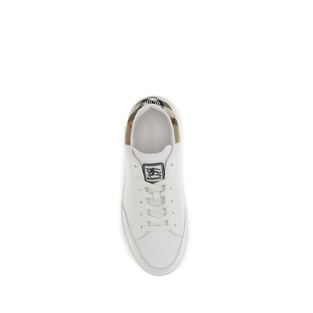Burberry White Calf Leather Bos Taurus Low Top Sneakers | Regal Royce