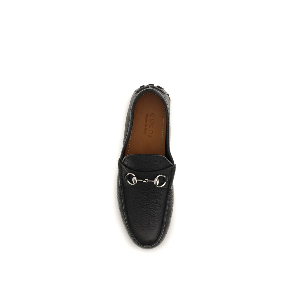 Gucci Black Calf Leather Bos Taurus Slip-On Loafers | Regal Royce