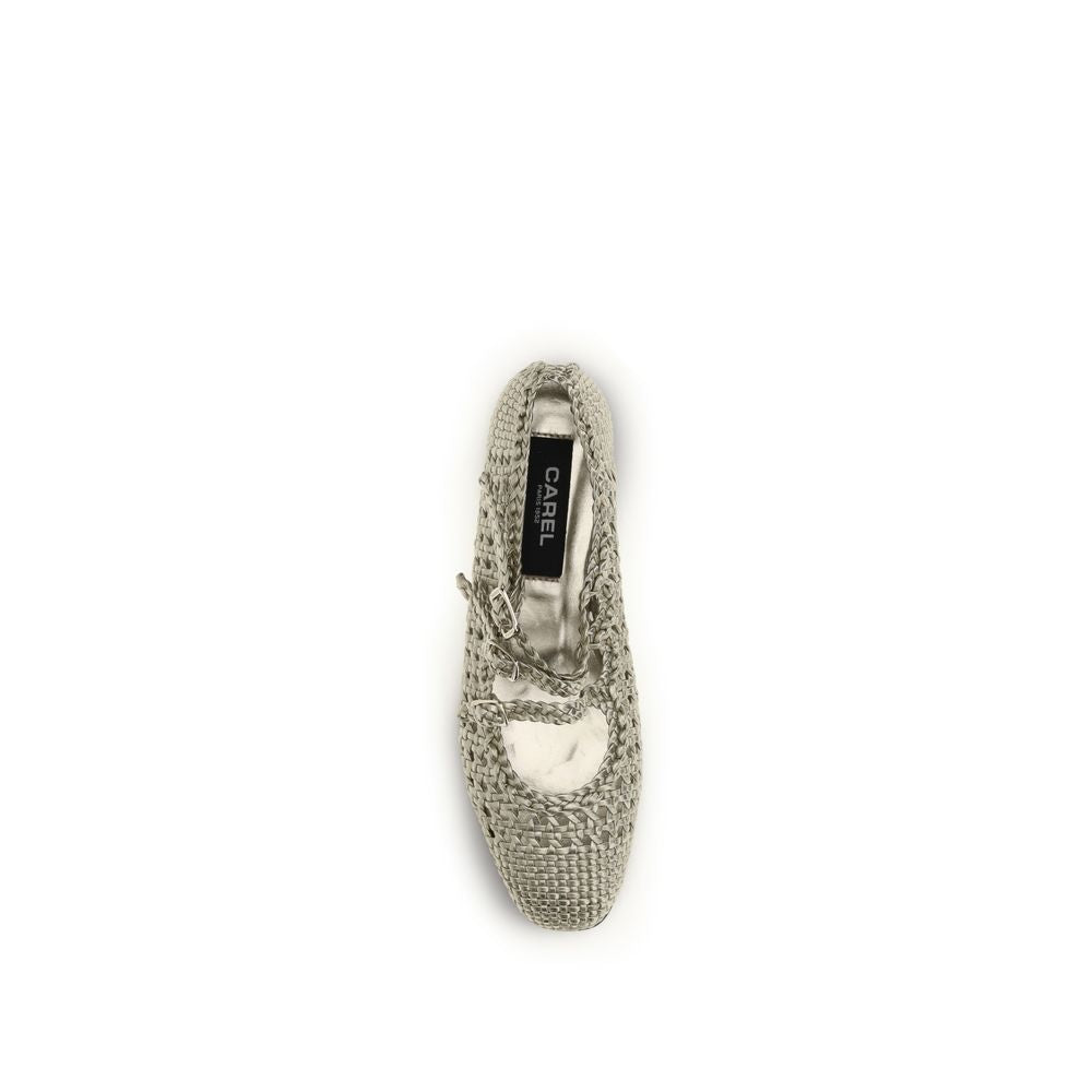 Carel Paris Silver Calf Leather Bos Taurus Ballet Flats | Regal Royce