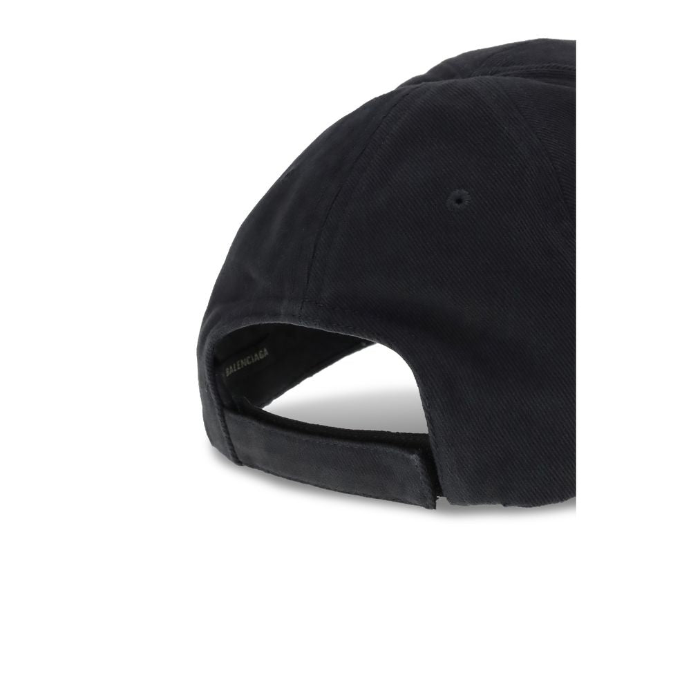 Balenciaga Black Cotton Cap (Baseball Hat) | Regal Royce
