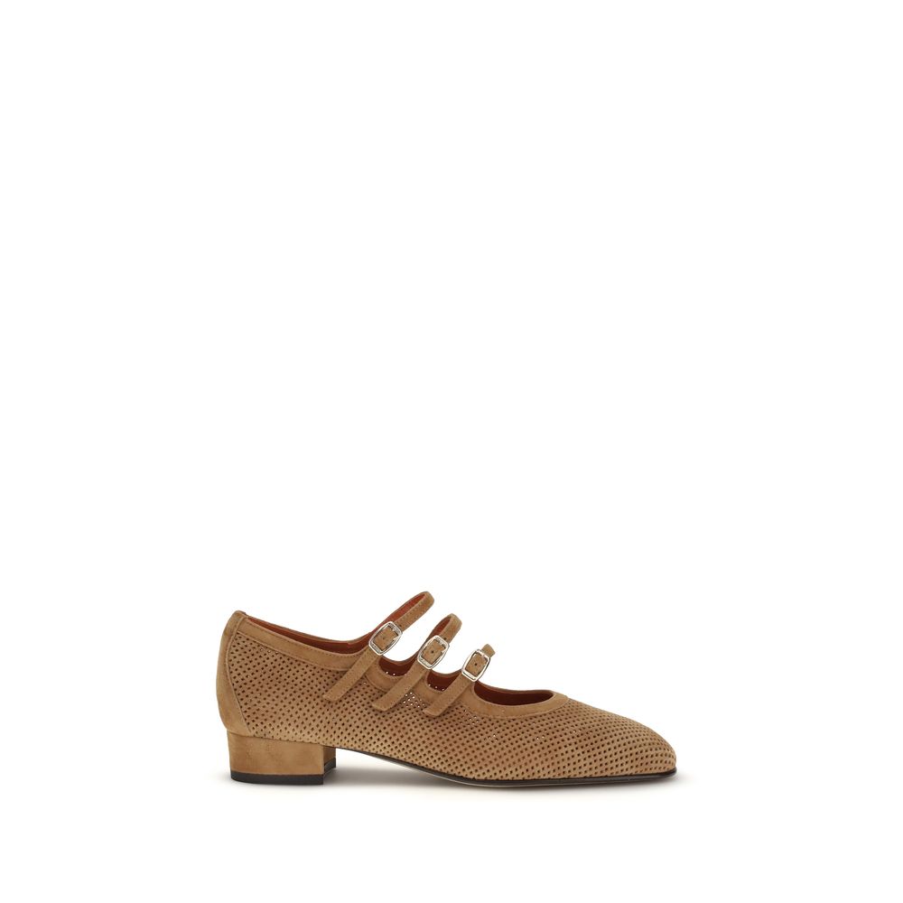 Carel Paris Beige Calf Leather Bos Taurus Ballet Flats | Regal Royce