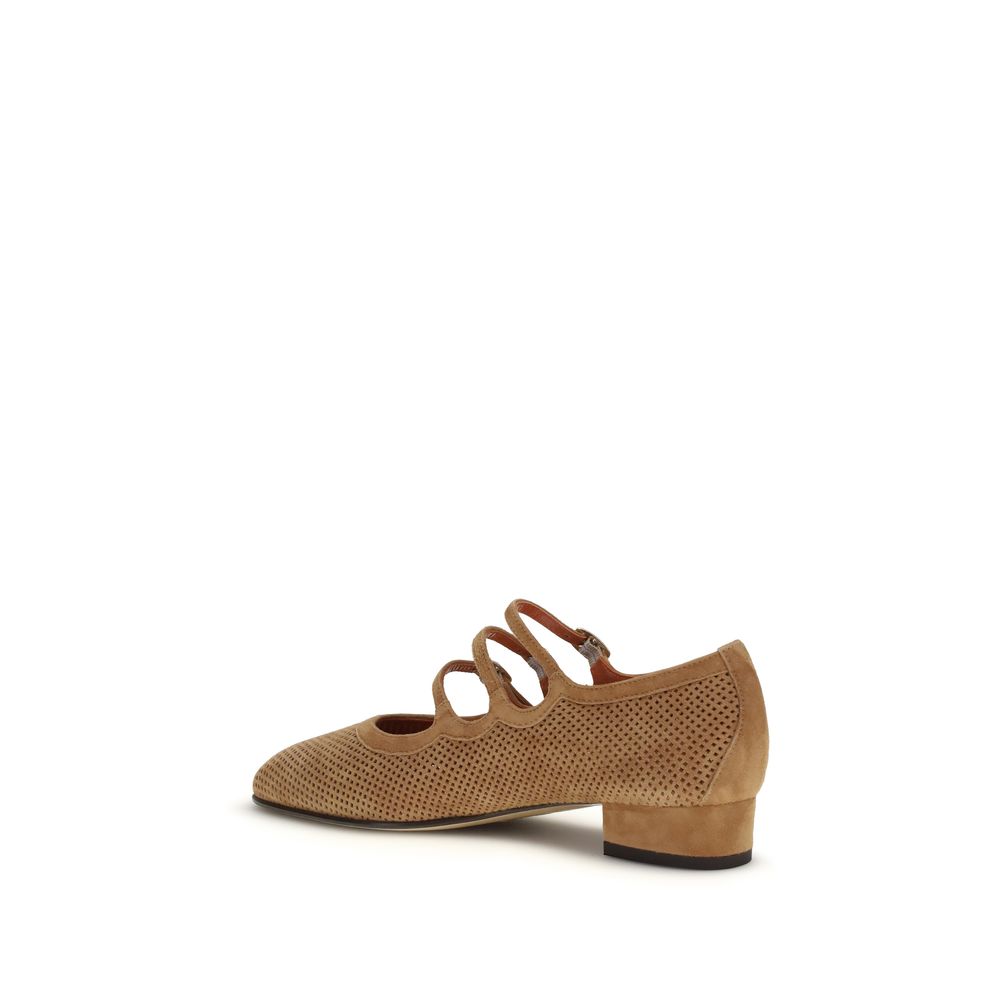 Carel Paris Beige Calf Leather Bos Taurus Ballet Flats | Regal Royce
