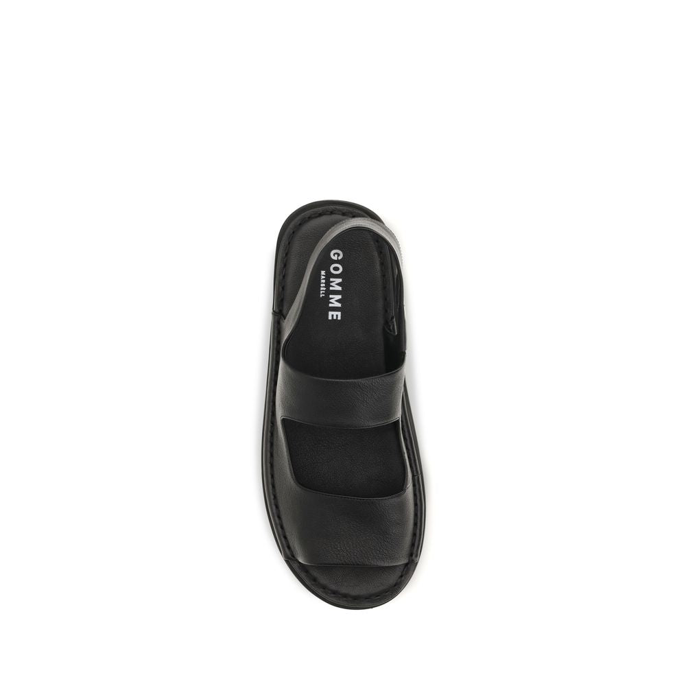 Marsell Black Calf Leather Bos Taurus Flat Sandals | Regal Royce