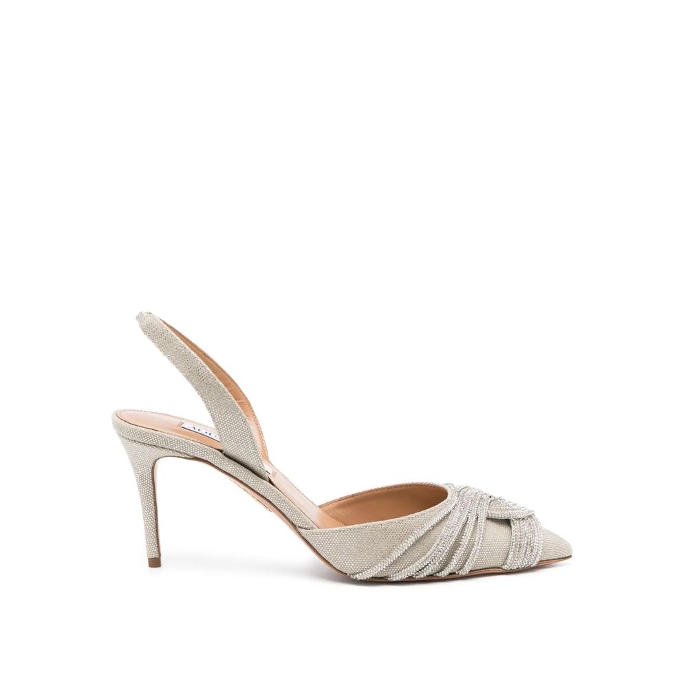 Aquazzura Silver Fabric Platform Pumps | Regal Royce