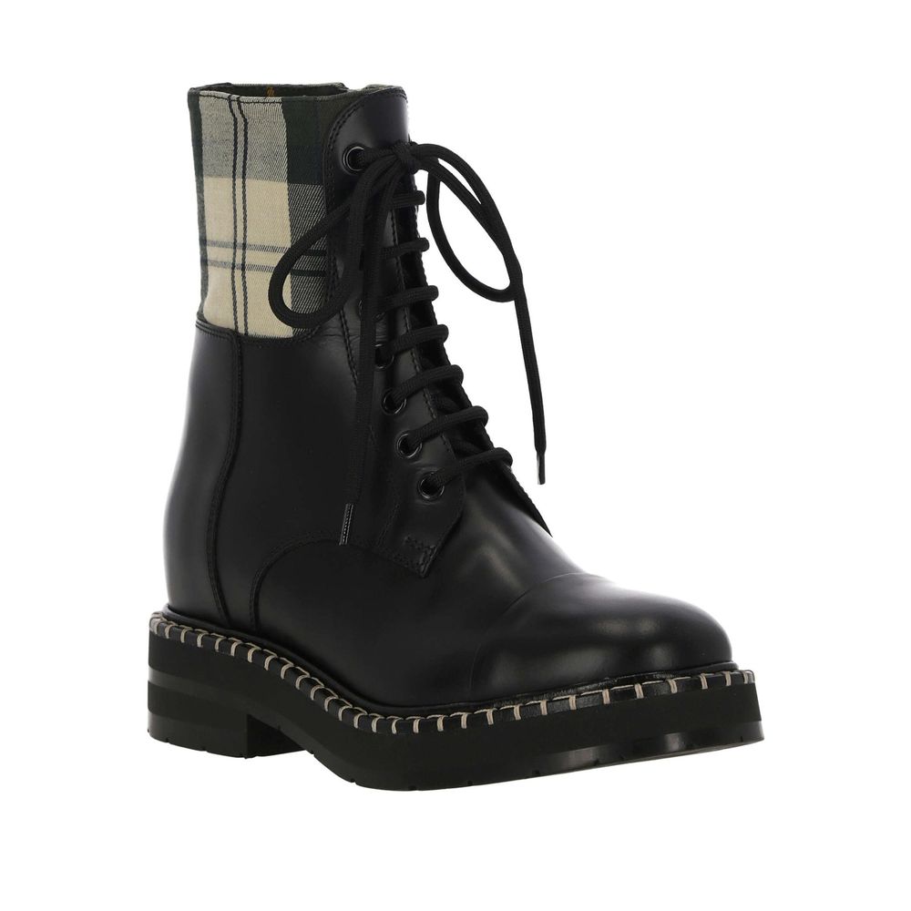 See By Chloé Black Cotton Lace-Up Boots | Regal Royce