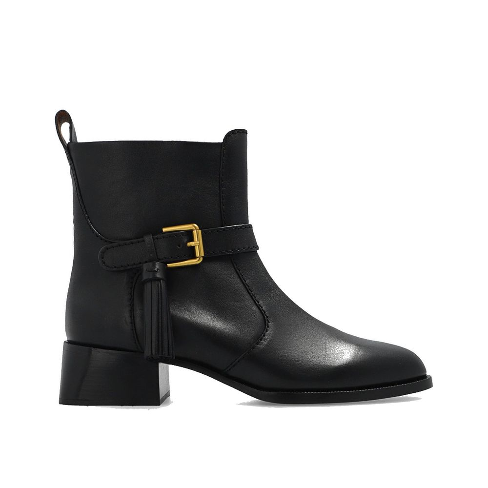 See By Chloé Black Calfskin Ankle Boots | Regal Royce