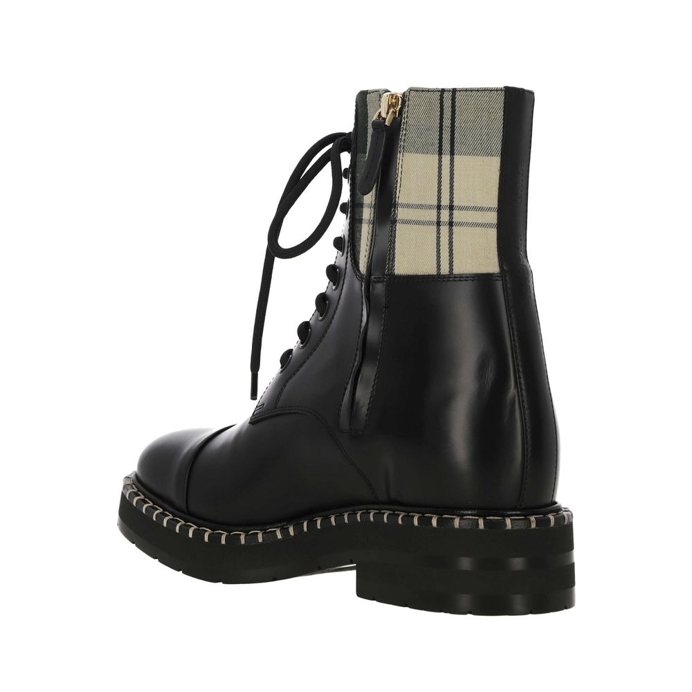 See By Chloé Black Cotton Lace-Up Boots | Regal Royce