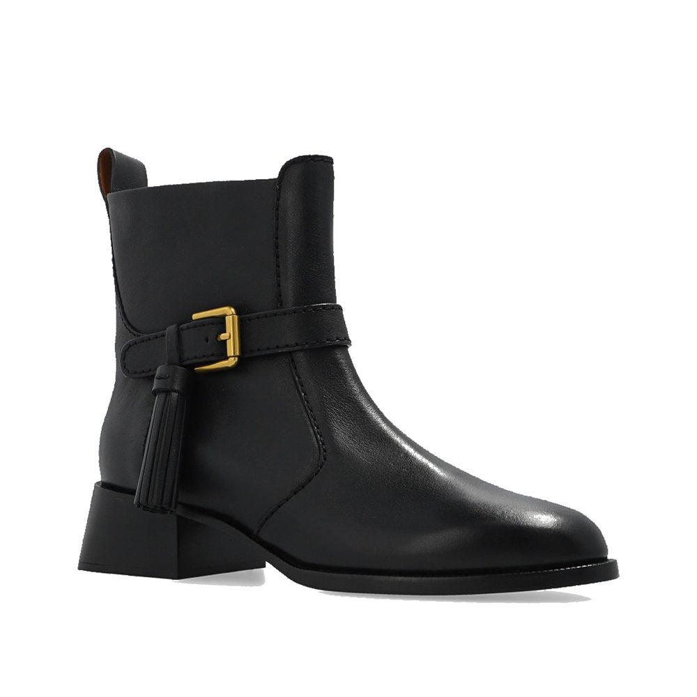 See By Chloé Black Calfskin Ankle Boots | Regal Royce