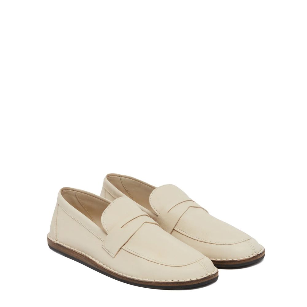The Row White Calfskin Slip-On Loafers | Regal Royce