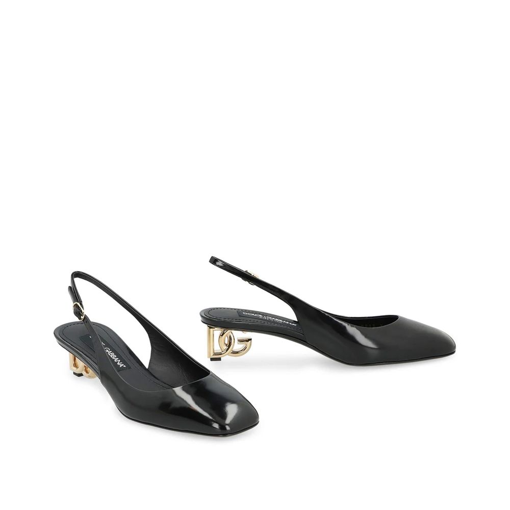 Dolce & Gabbana Black Calfskin Mid Heel Pumps | Regal Royce