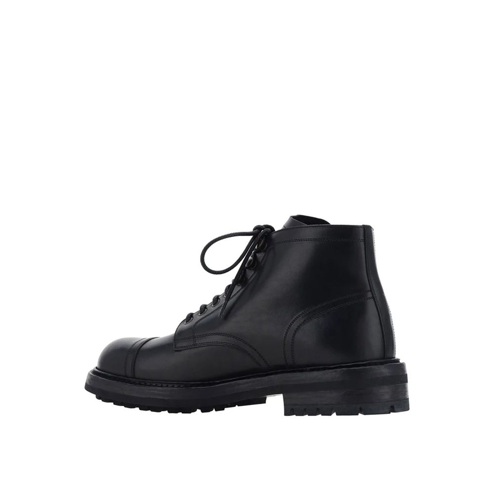 Dolce & Gabbana Black Calfskin Lace-Up Boots | Regal Royce