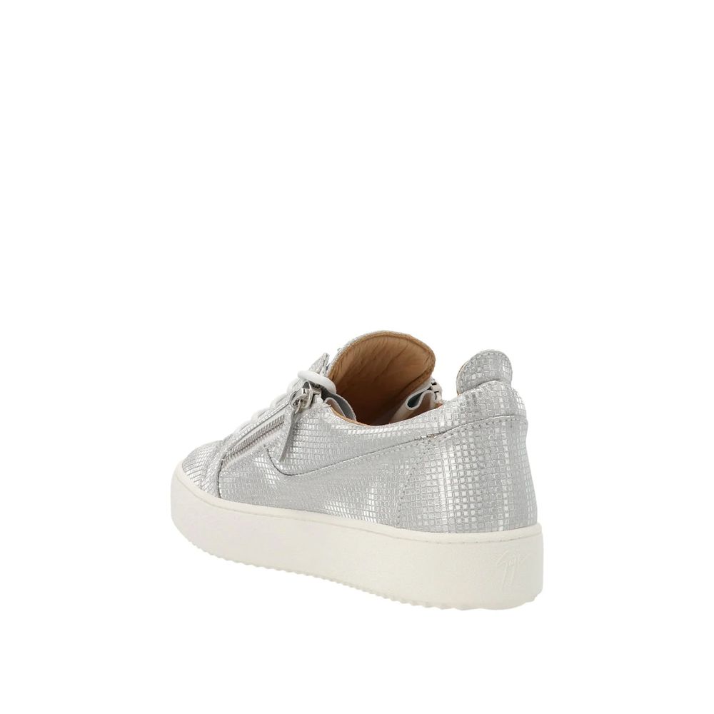 Giuseppe Zanotti Silver Fabric Low Top Sneakers | Regal Royce