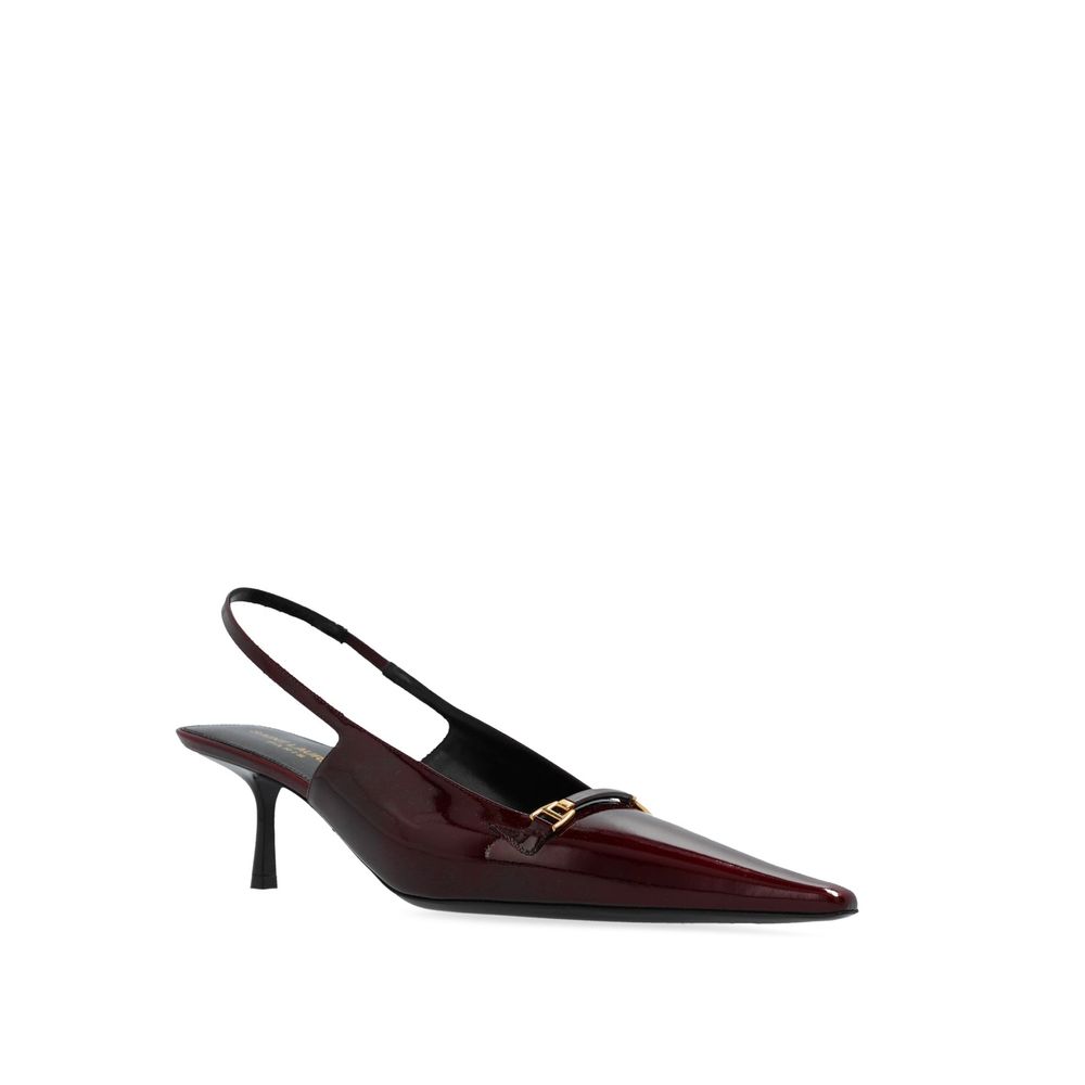 Saint Laurent Burgundy Calfskin Mid Heel Pumps | Regal Royce