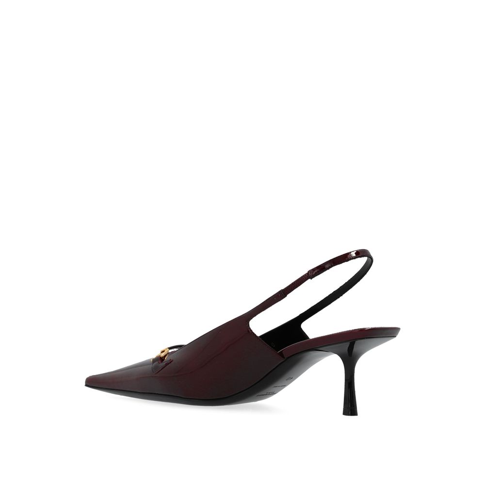Saint Laurent Burgundy Calfskin Mid Heel Pumps | Regal Royce
