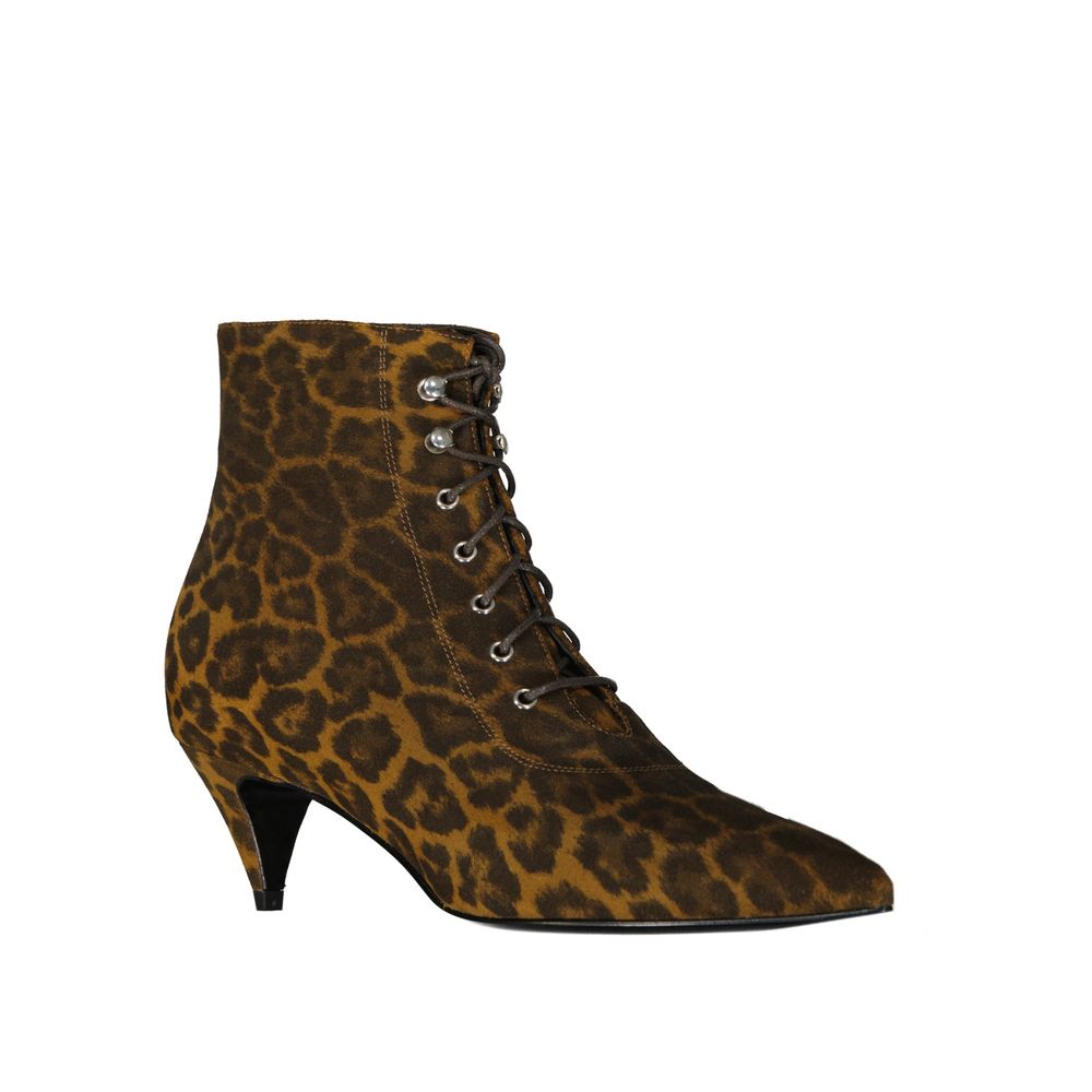 Saint Laurent Brown Calfskin Lace-Up Boots | Regal Royce