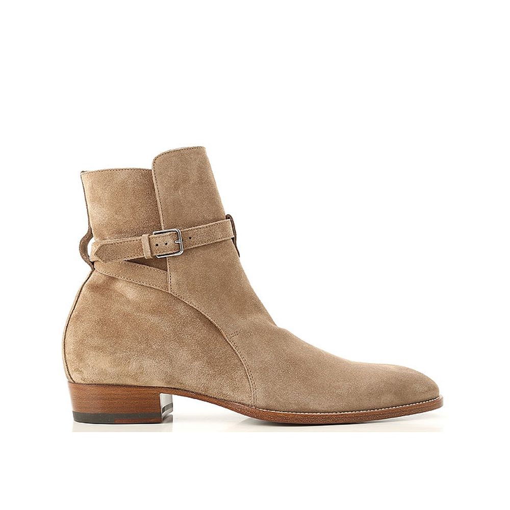 Saint Laurent Beige Calfskin Ankle Boots | Regal Royce