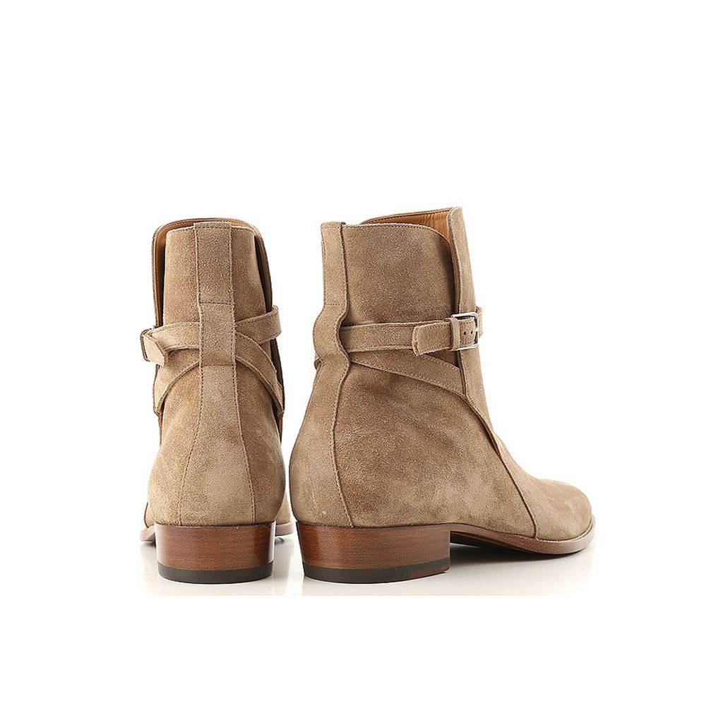 Saint Laurent Beige Calfskin Ankle Boots | Regal Royce