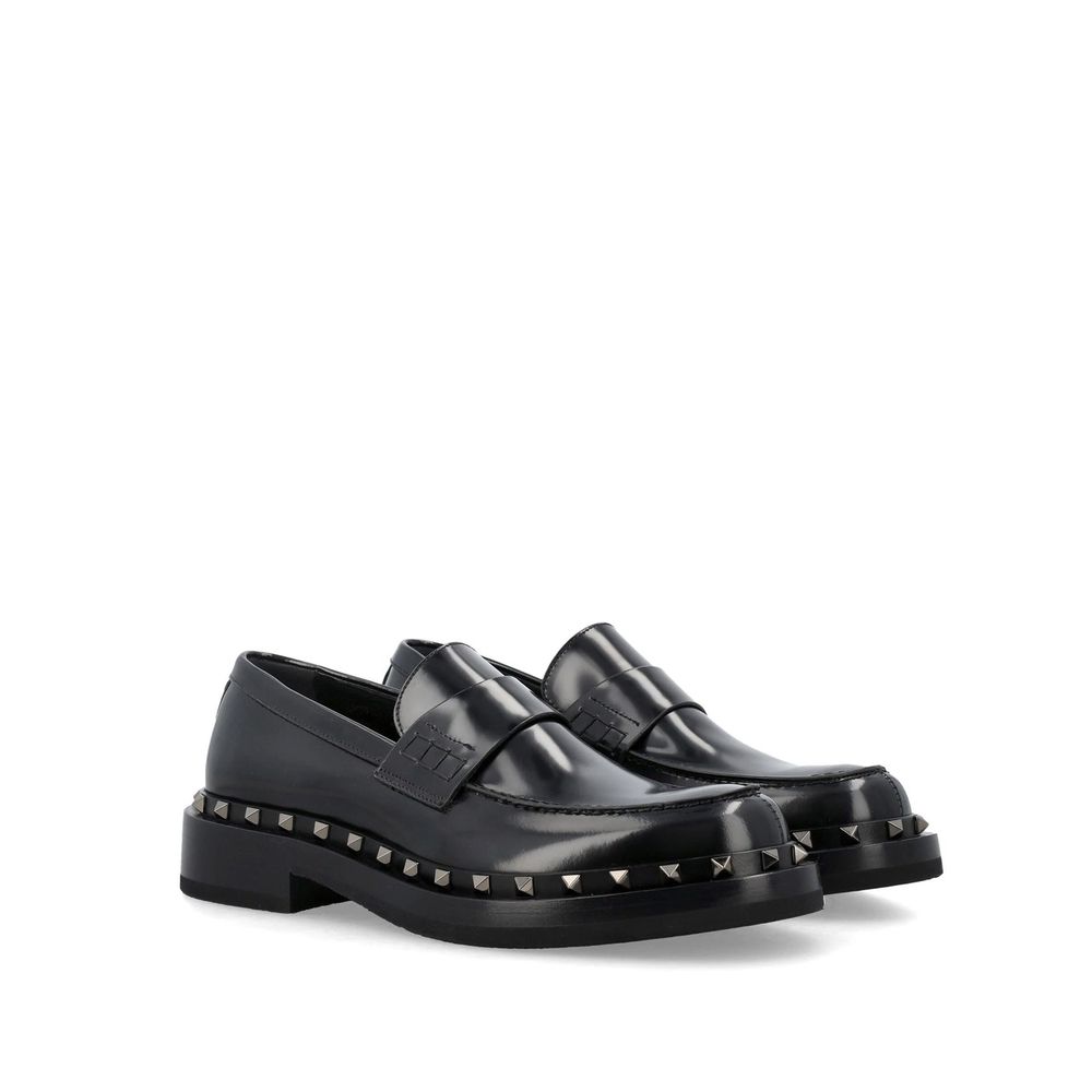 Valentino Garavani Black Calfskin Slip-On Loafers | Regal Royce