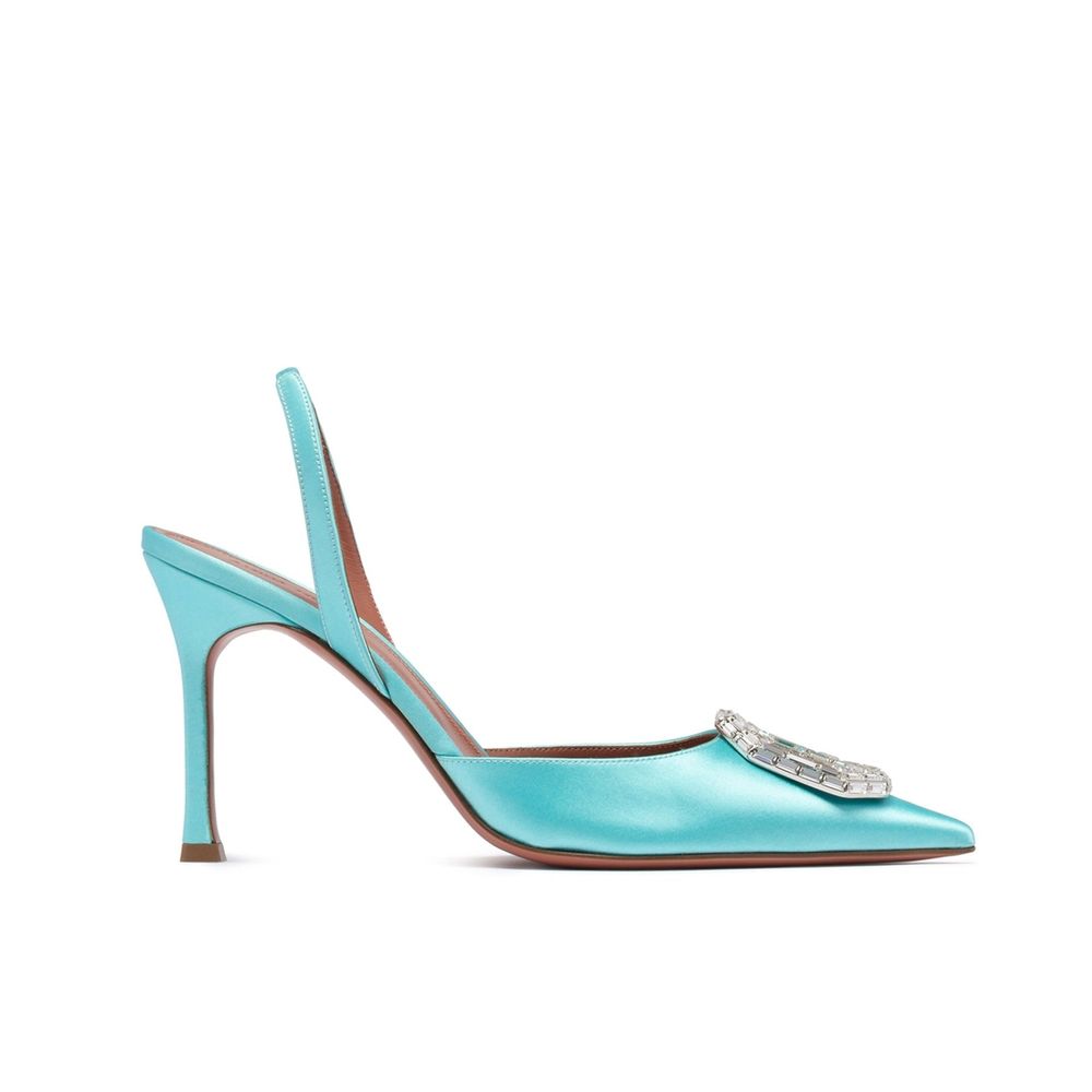 Amina Muaddi Bicolor Silk High Heel Pumps | Regal Royce