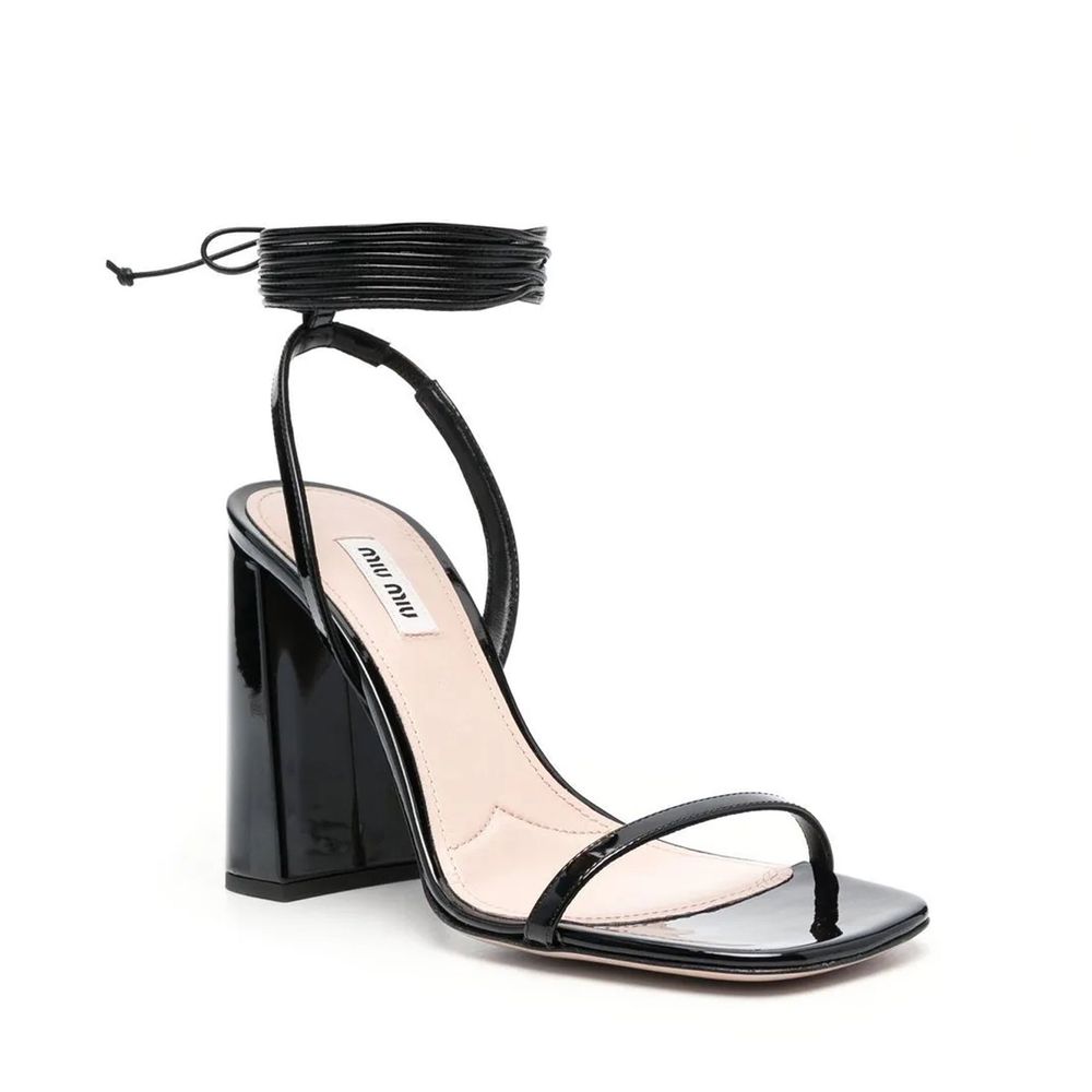 Miu Miu Black Calfskin Strap-On Sandals | Regal Royce