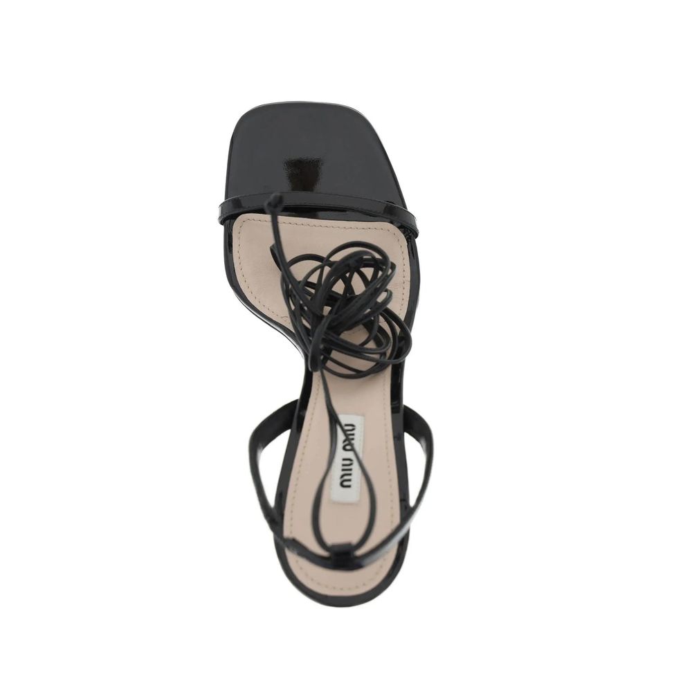 Miu Miu Black Calfskin Strap-On Sandals | Regal Royce