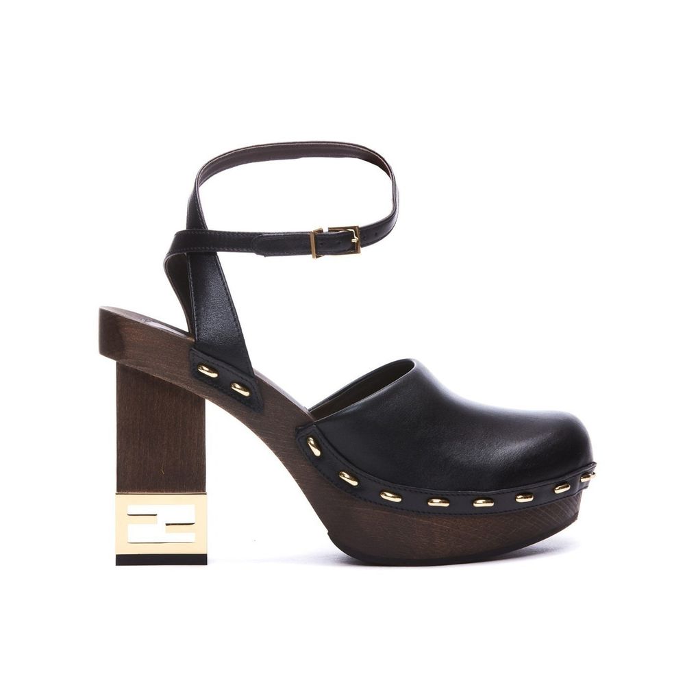 Fendi Black Calfskin Clogs | Regal Royce