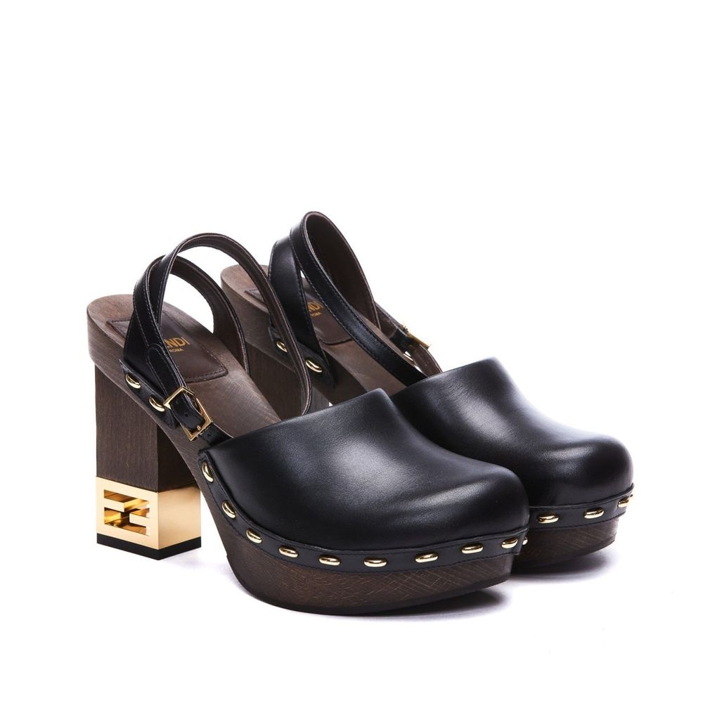 Fendi Black Calfskin Clogs | Regal Royce