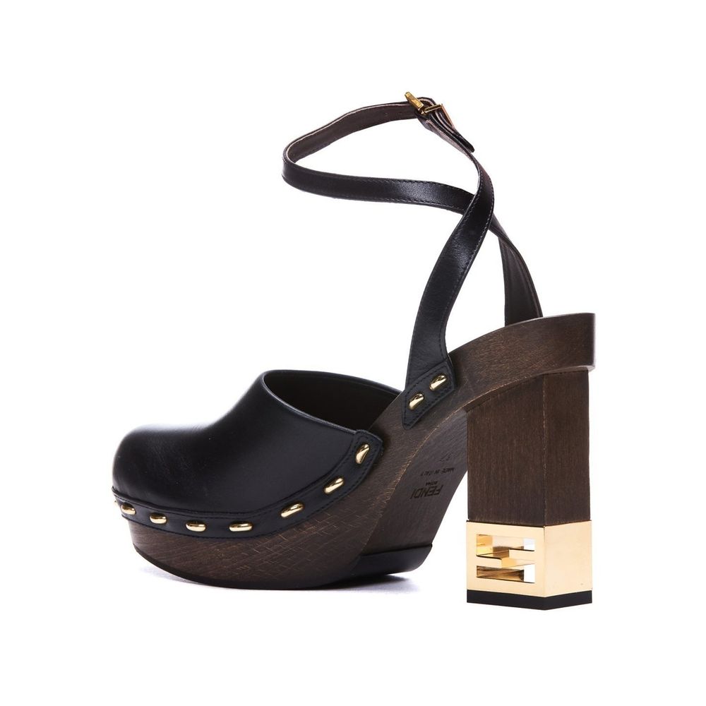 Fendi Black Calfskin Clogs | Regal Royce