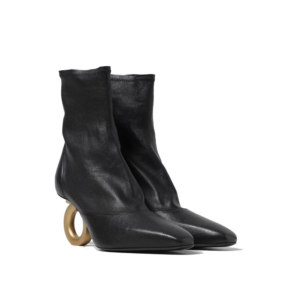 Salvatore Ferragamo Black Lamb Leather High Heel Boots | Regal Royce