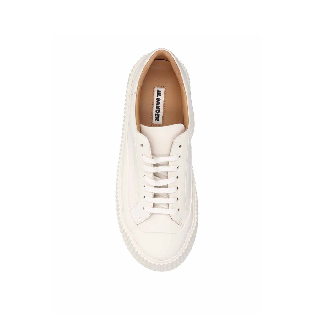 Jil Sander White Calfskin Platform Sneakers | Regal Royce