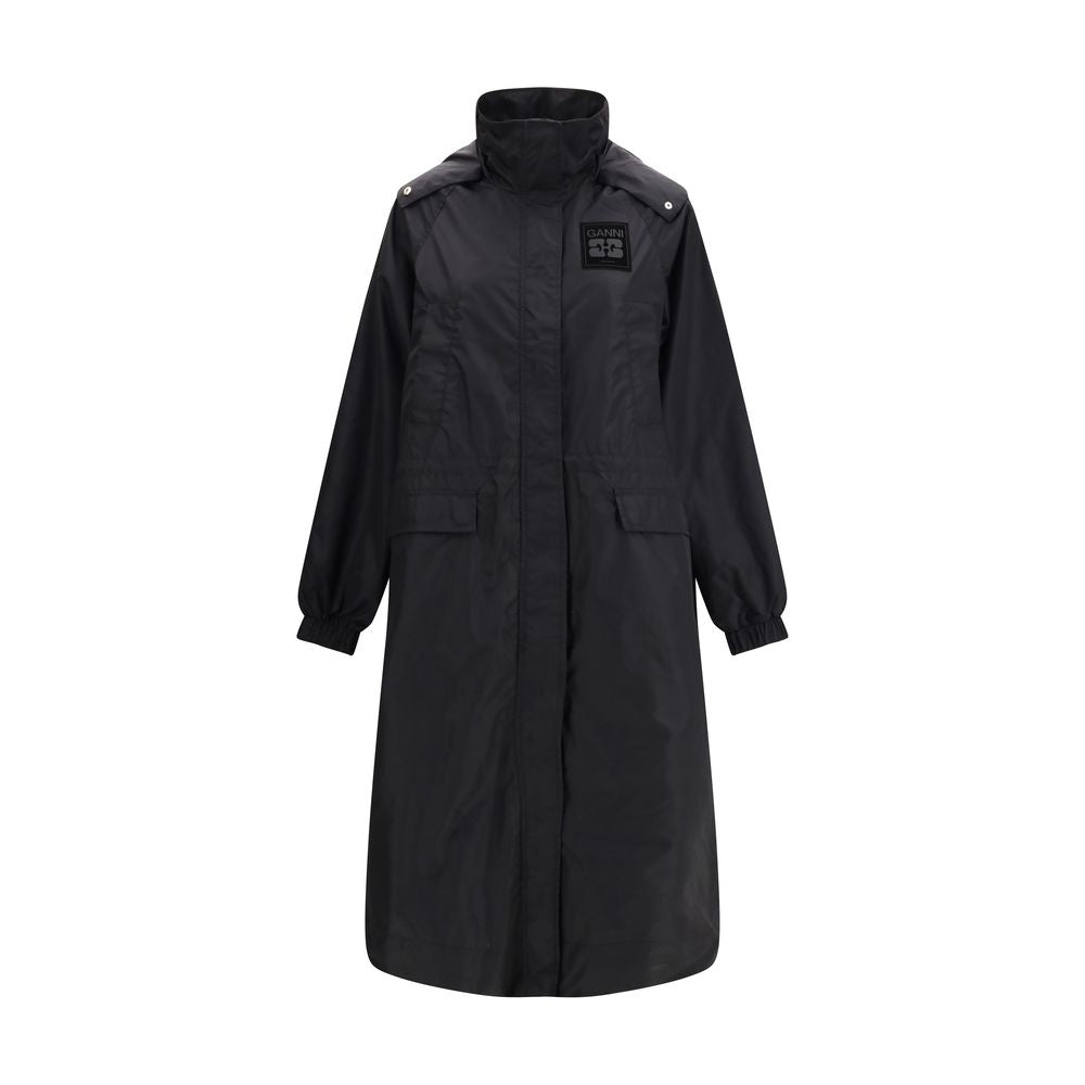 Ganni Black Nylon Coat | Regal Royce