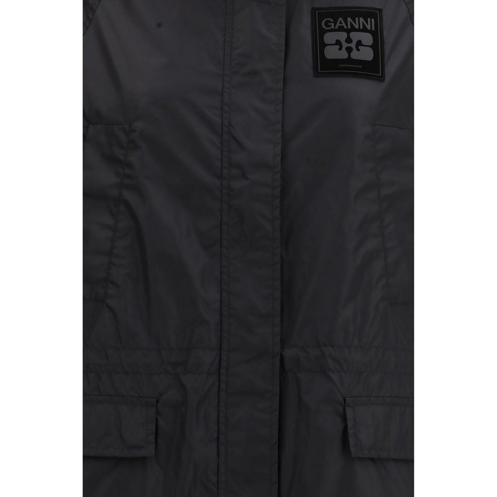 Ganni Black Nylon Coat | Regal Royce