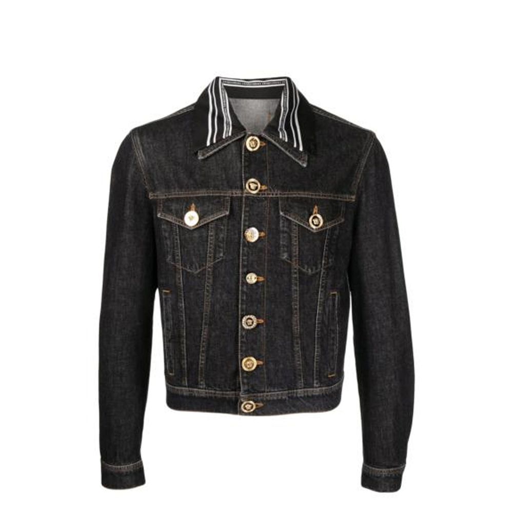 Versace Black Cotton Denim Jacket | Regal Royce