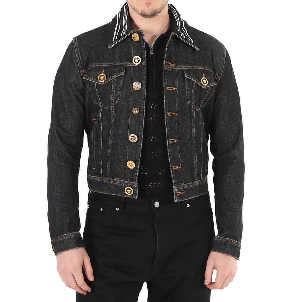 Versace Black Cotton Denim Jacket | Regal Royce
