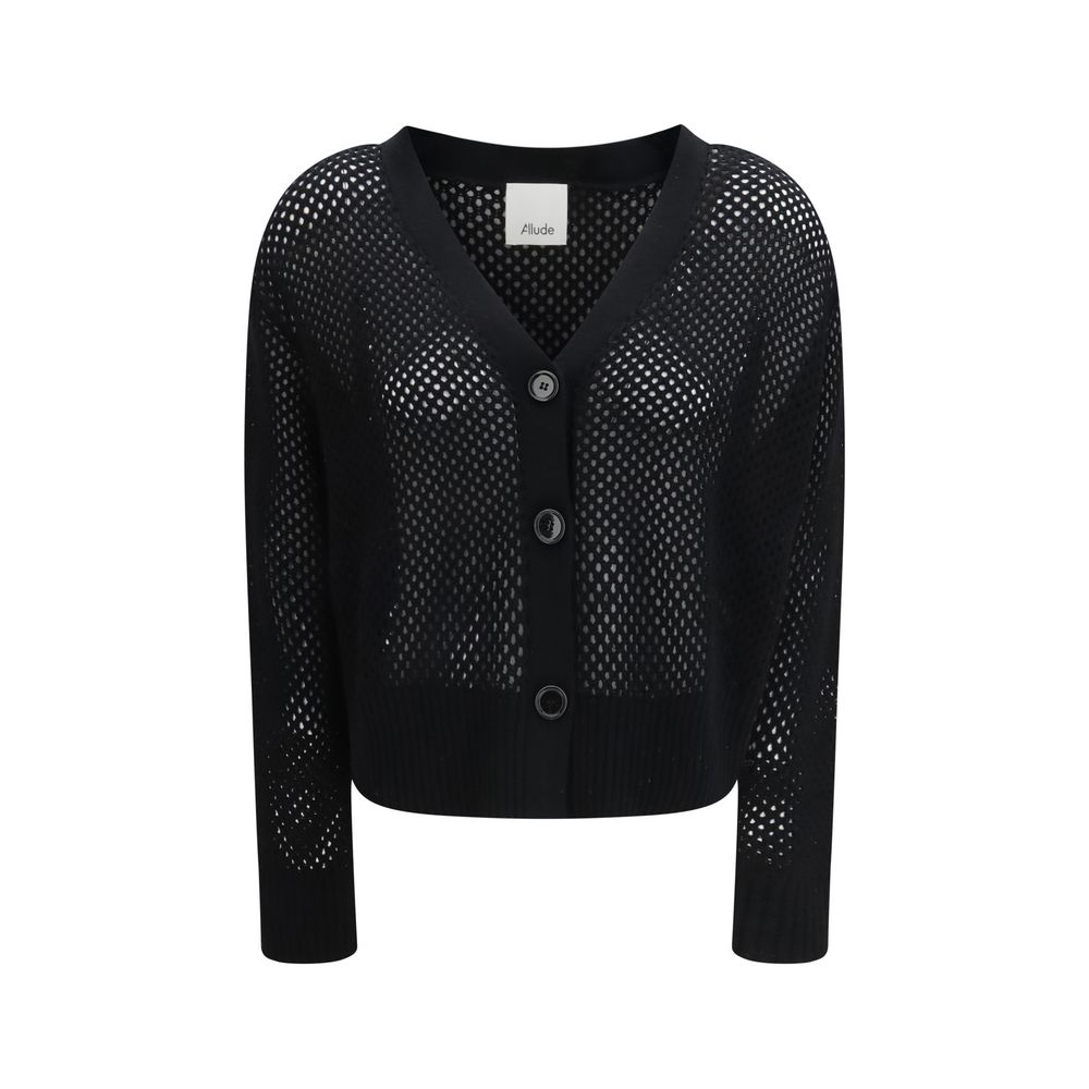 Allude Black Fleece Wool Cardigan | Regal Royce